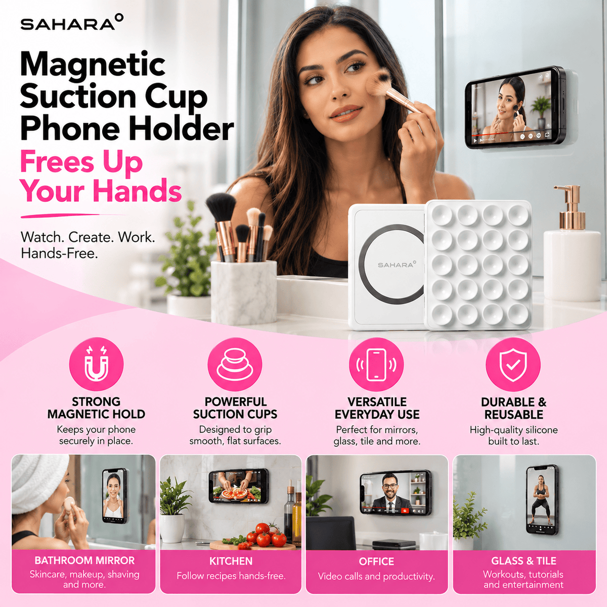 White MagSafe suction cup phone mount
