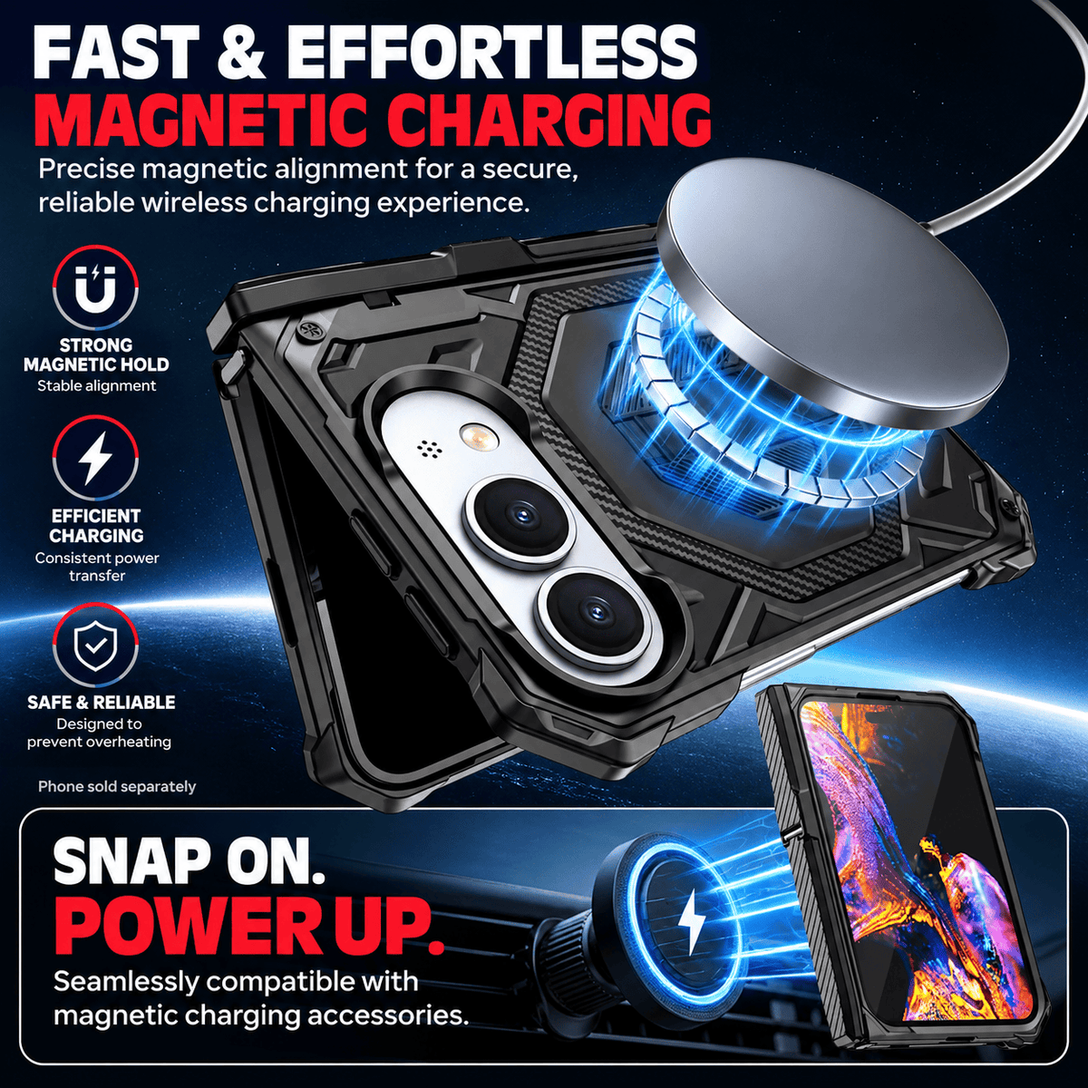 iPhone Duo Case with Screen Protector - Rugged Kickstand & Hinge Protection | Raider Series