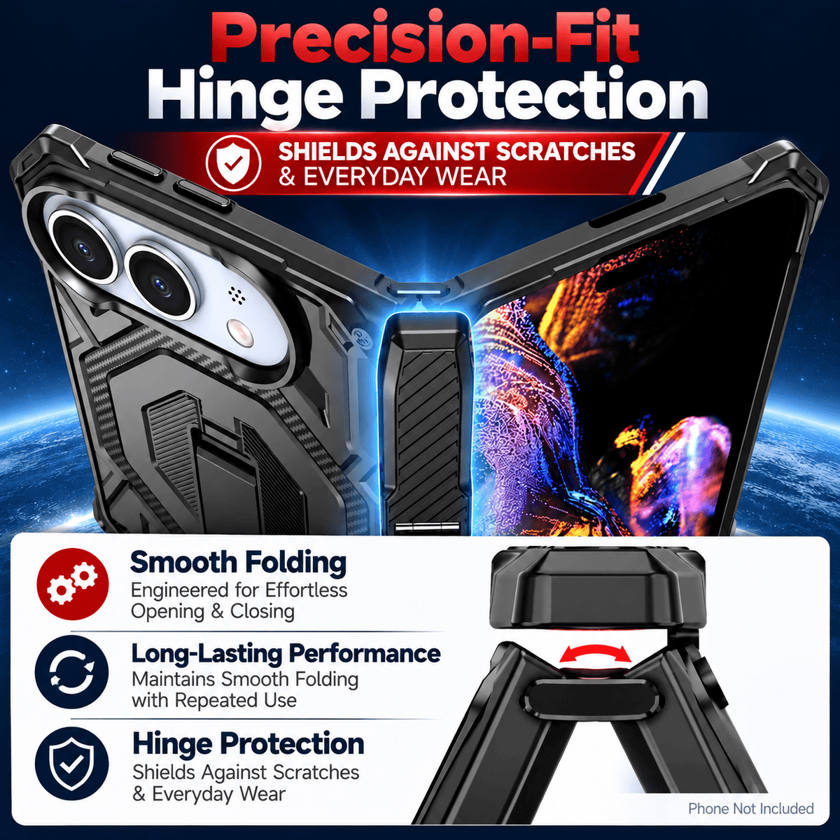 iPhone Duo Case with Screen Protector - Rugged Kickstand & Hinge Protection | Raider Series
