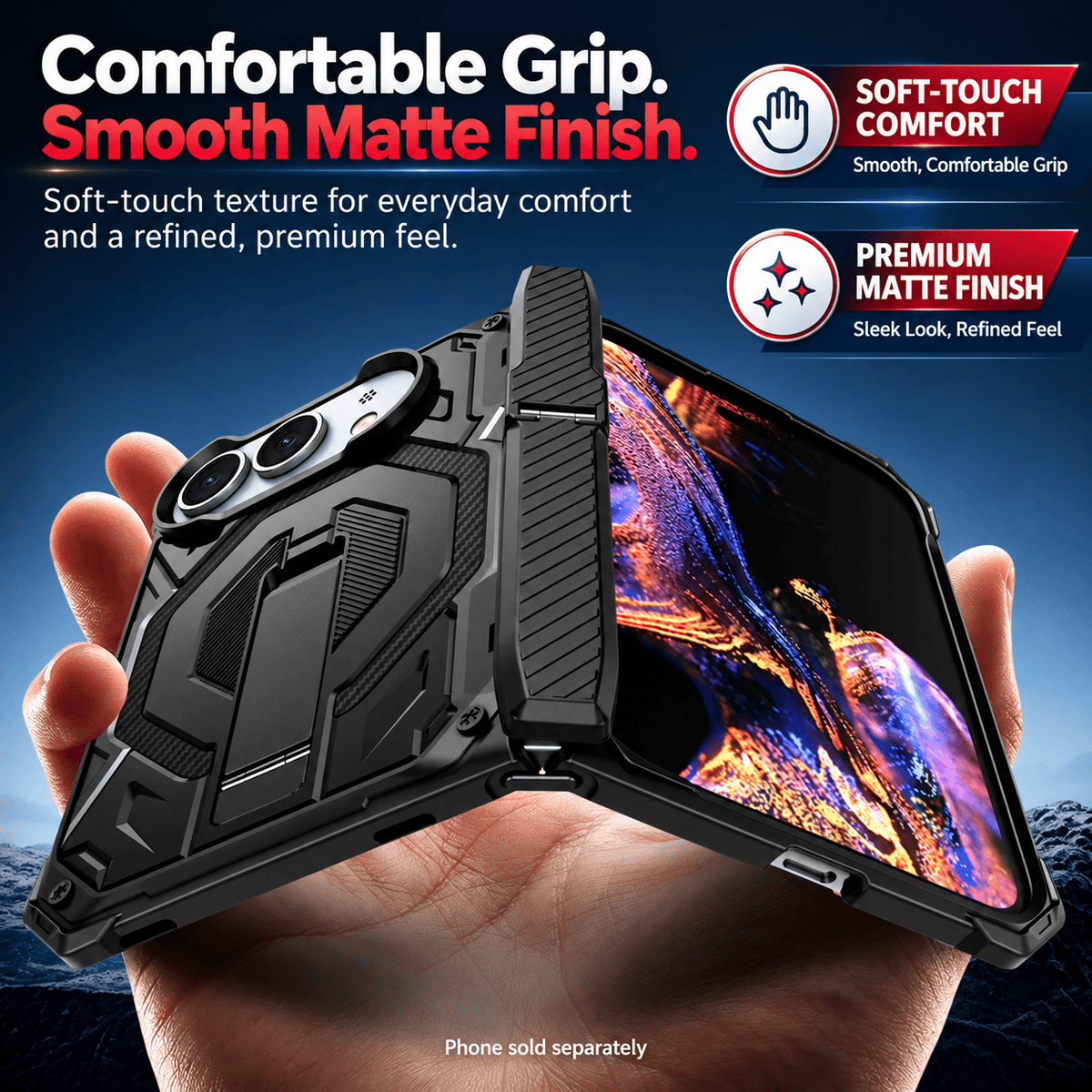 iPhone Duo Case with Screen Protector - Rugged Kickstand & Hinge Protection | Raider Series