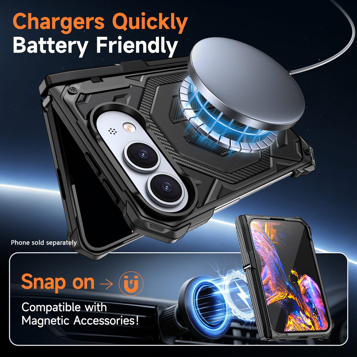 iPhone Duo Medium-Duty Kickstand Case – Tempered Glass Bundle - Black image 4