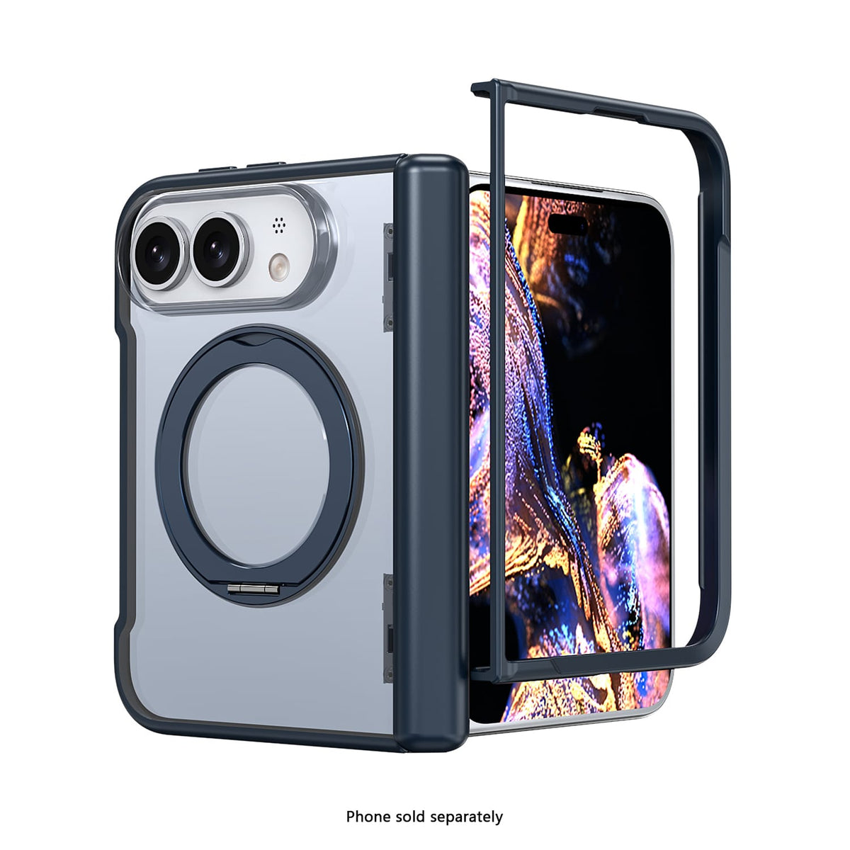 iPhone Duo Transparent-Back MagSafe Case – Kickstand - Dark Blue image 3