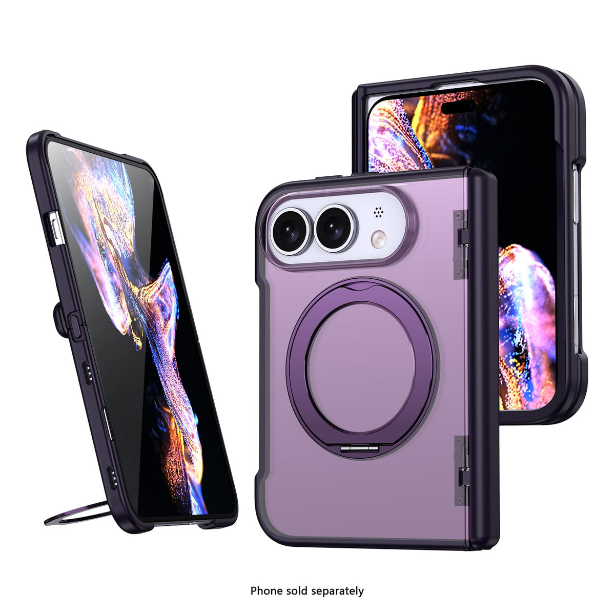 iPhone Duo Transparent-Back MagSafe Case – Kickstand - Purple image 1
