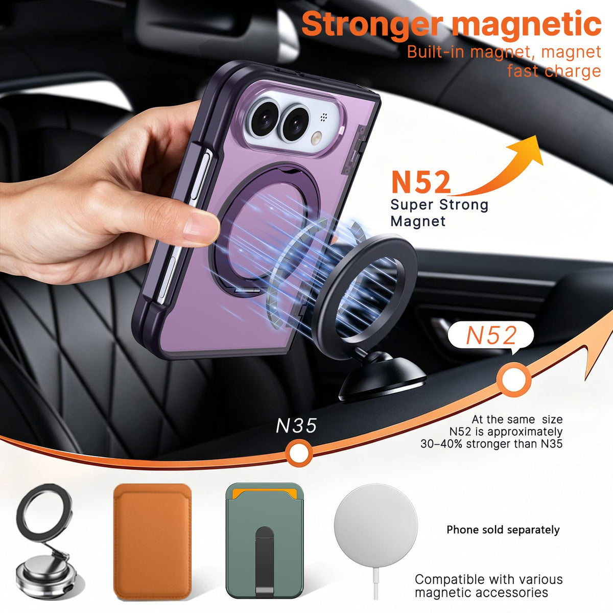iPhone Duo Transparent-Back MagSafe Case – Kickstand - Purple image 4