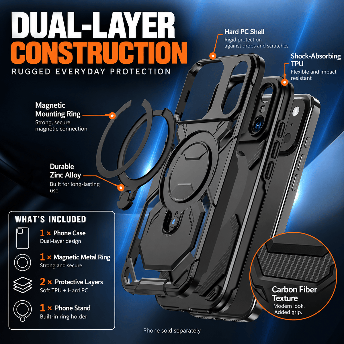 iPhone 18 Pro Max Magsafe Case - 2-in-1 Tactical Military Design with Kickstand + Tempered Glass | Raider Series