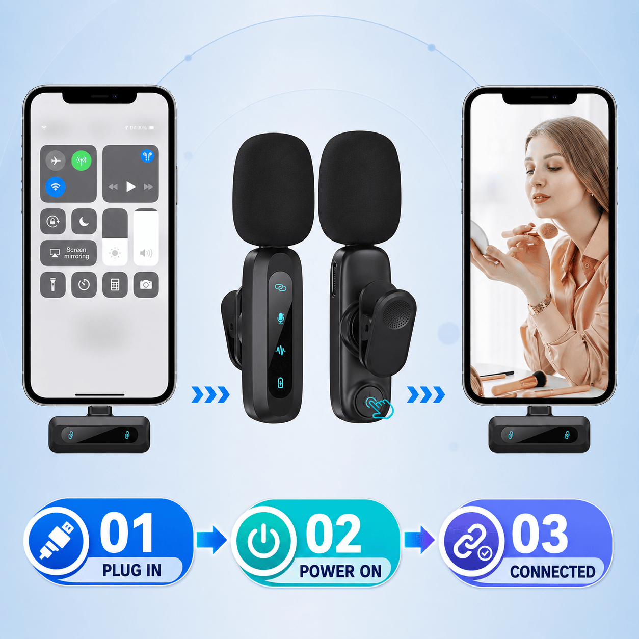 Wireless Lavalier Microphone Kit - Dual Clip-On Mics with USB-C Receiver