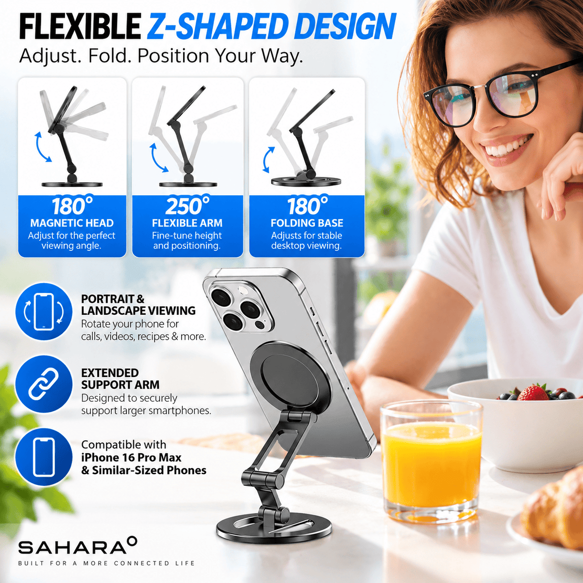 MagSafe iPhone Stand - Double-Sided Magnetic Phone Holder with Mirror