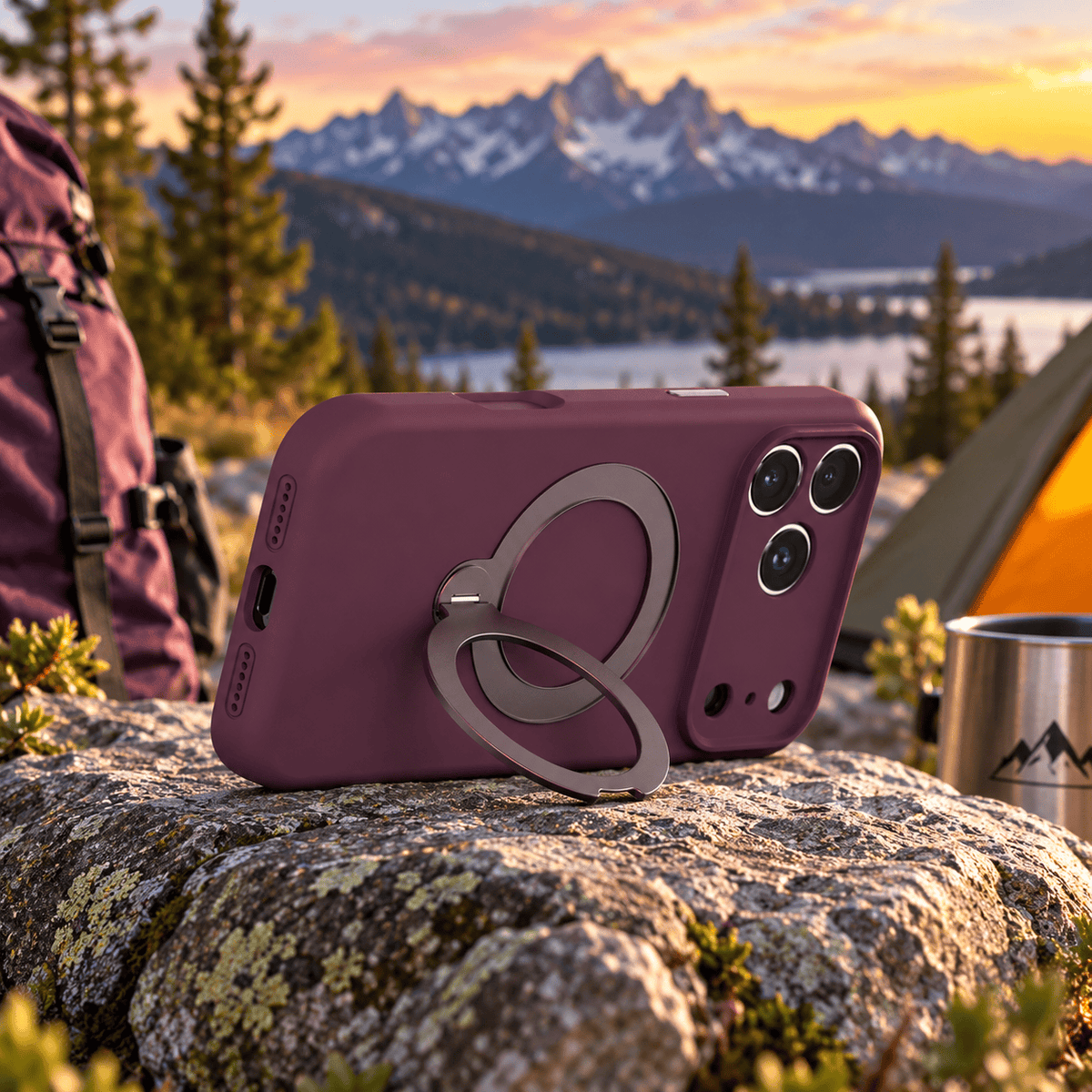 iPhone 18 Pro Max Case - Venture Series Liquid Silicone MagSafe with 360° Ring Stand