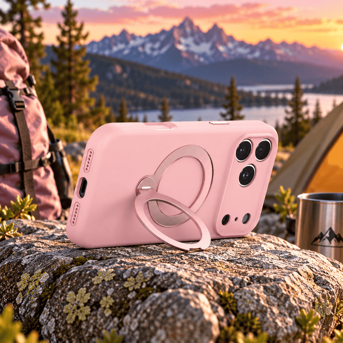 iPhone 18 Pro Max Case - Venture Series Liquid Silicone MagSafe with 360° Ring Stand