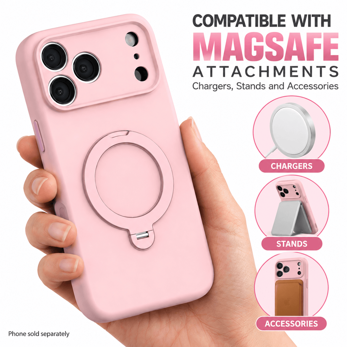 iPhone 18 Pro Max Case - Venture Series Liquid Silicone MagSafe with 360° Ring Stand