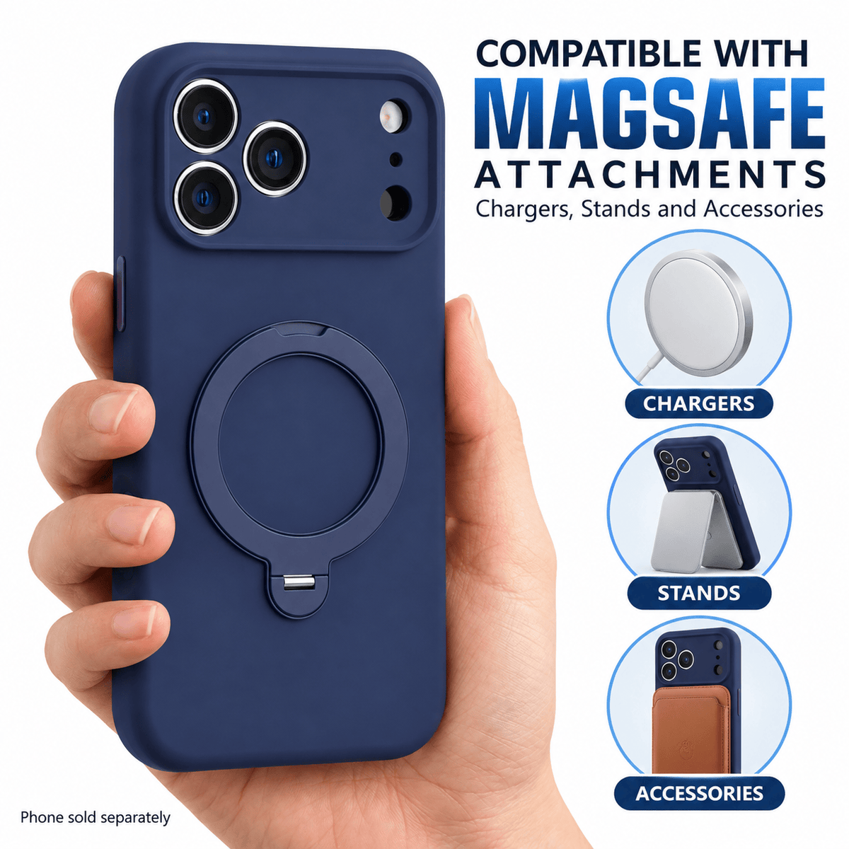 iPhone 18 Pro Max Case - Venture Series Liquid Silicone MagSafe with 360° Ring Stand