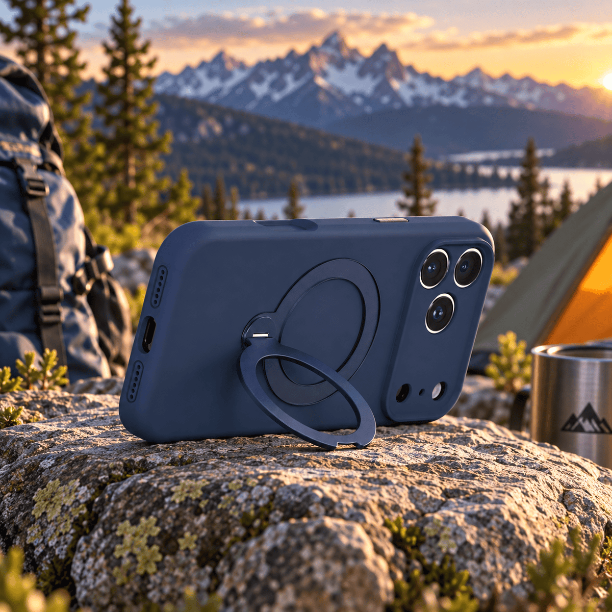 iPhone 18 Pro Max Case - Venture Series Liquid Silicone MagSafe with 360° Ring Stand