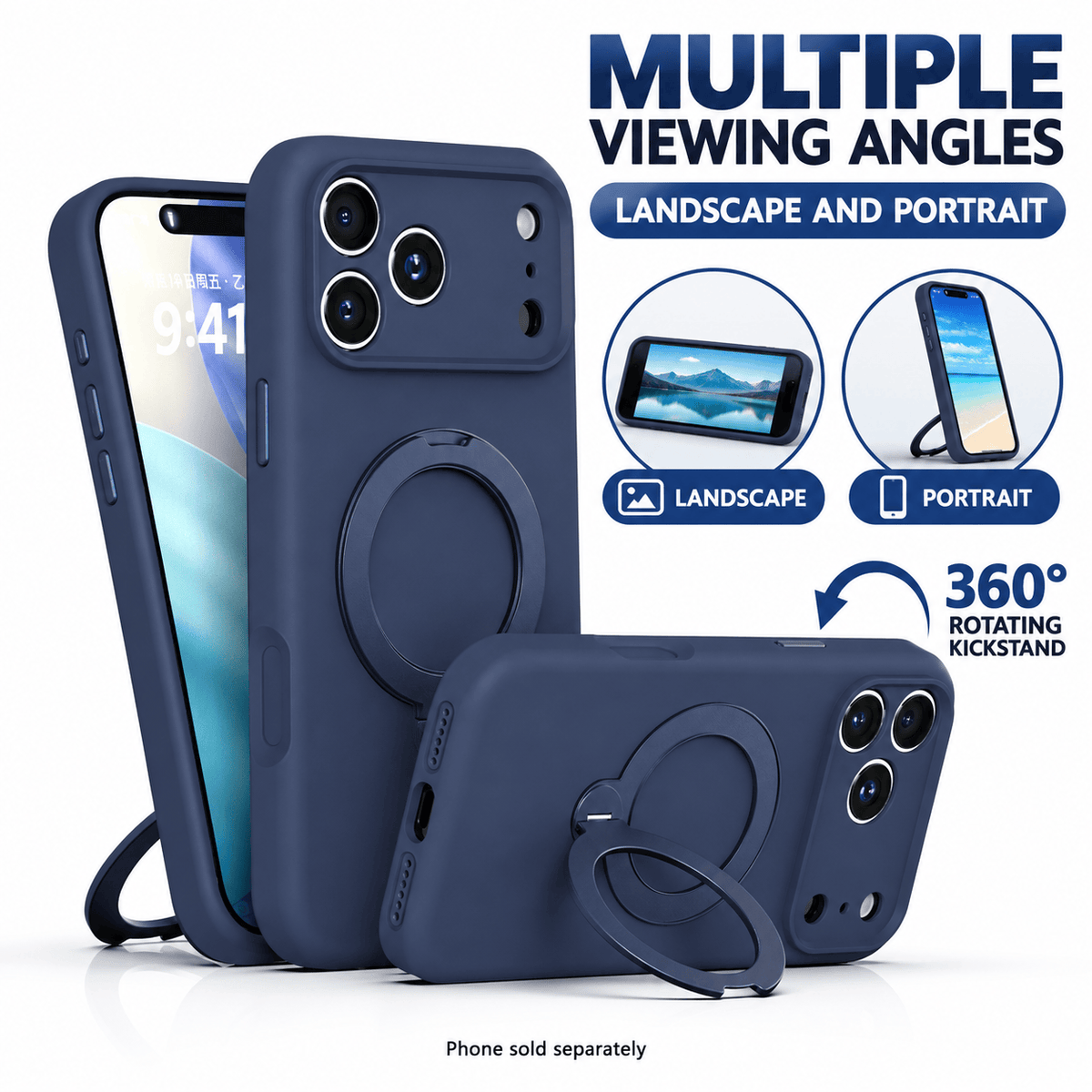 iPhone 18 Pro Max Case - Venture Series Liquid Silicone MagSafe with 360° Ring Stand
