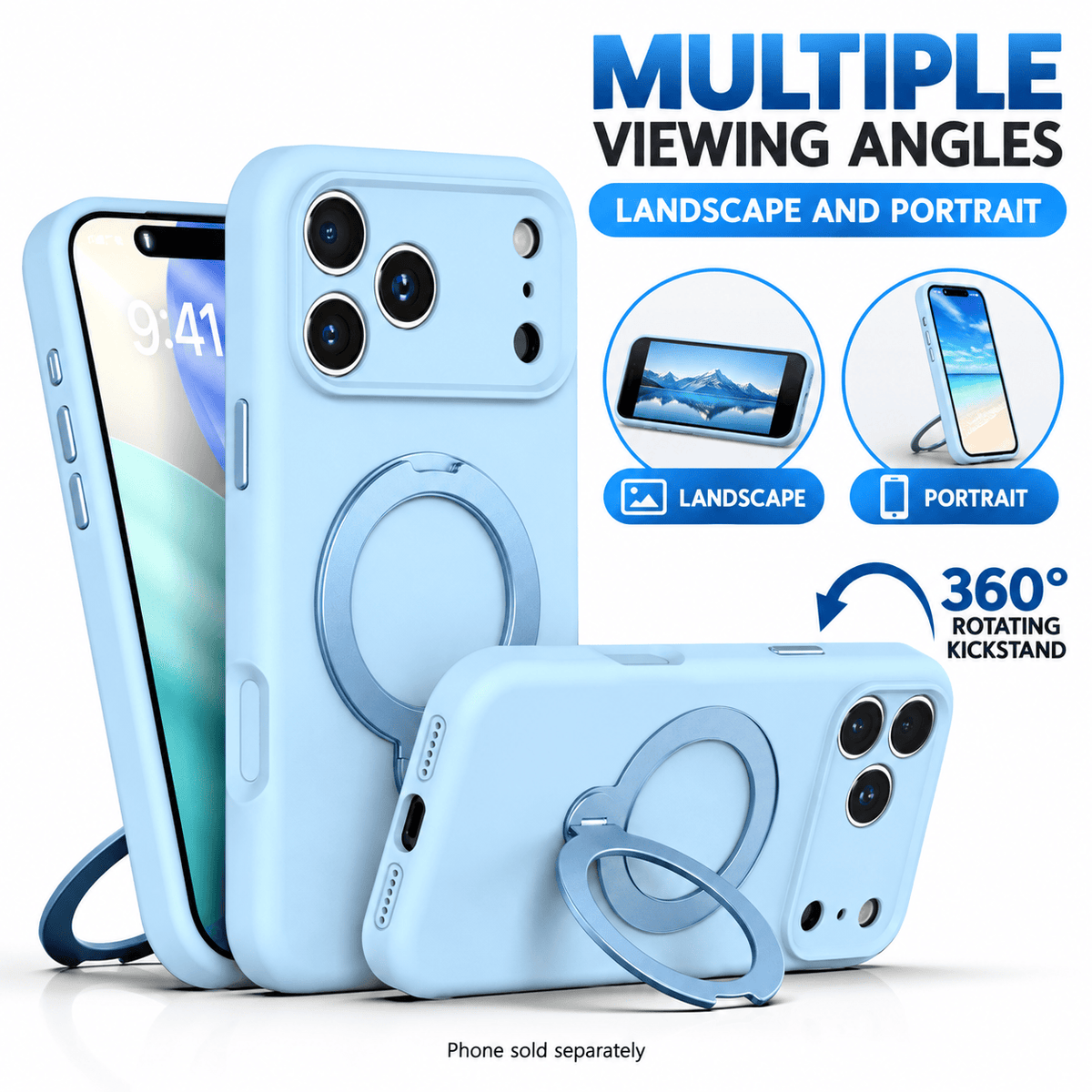 iPhone 18 Pro Max Case - Venture Series Liquid Silicone MagSafe with 360° Ring Stand