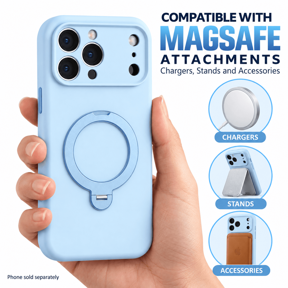 iPhone 18 Pro Max Case - Venture Series Liquid Silicone MagSafe with 360° Ring Stand