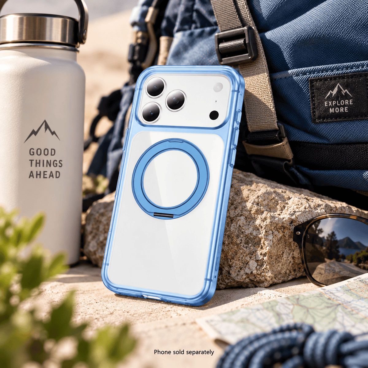 iPhone 18 Pro Clear Case - MagSafe, Shockproof, with 360° Ring Stand