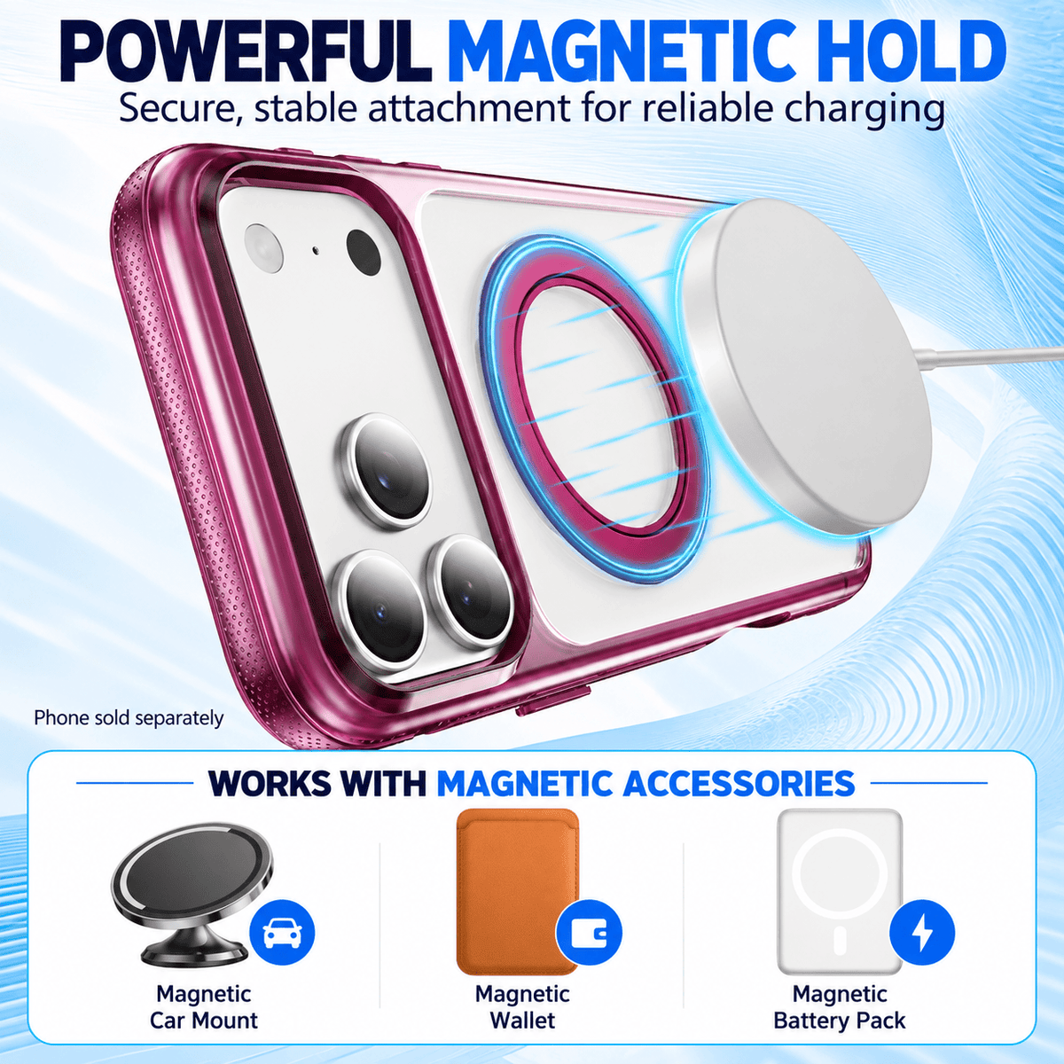 iPhone 18 Pro Clear Case - MagSafe, Shockproof, with 360° Ring Stand