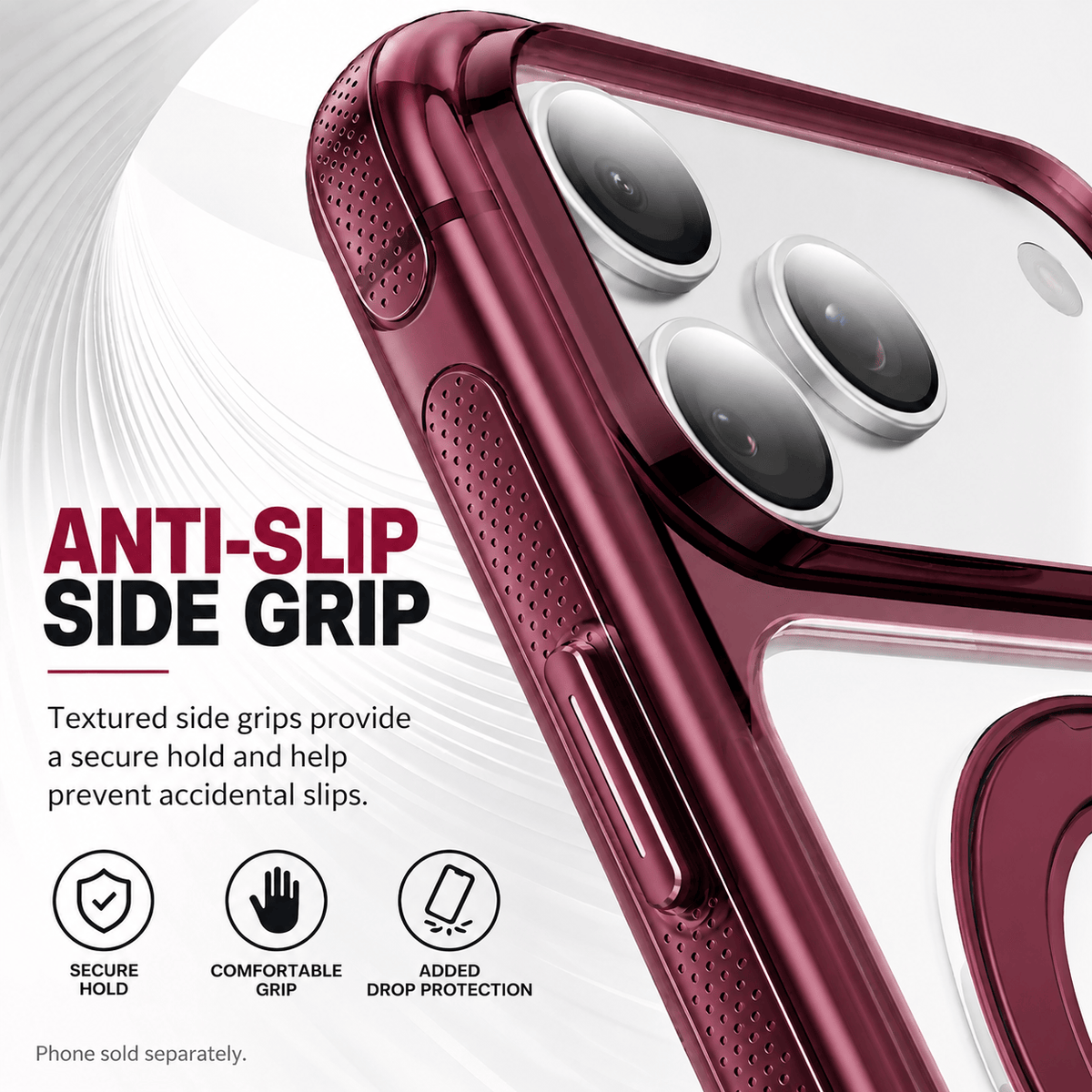 iPhone 18 Pro Clear Case - MagSafe, Shockproof, with 360° Ring Stand