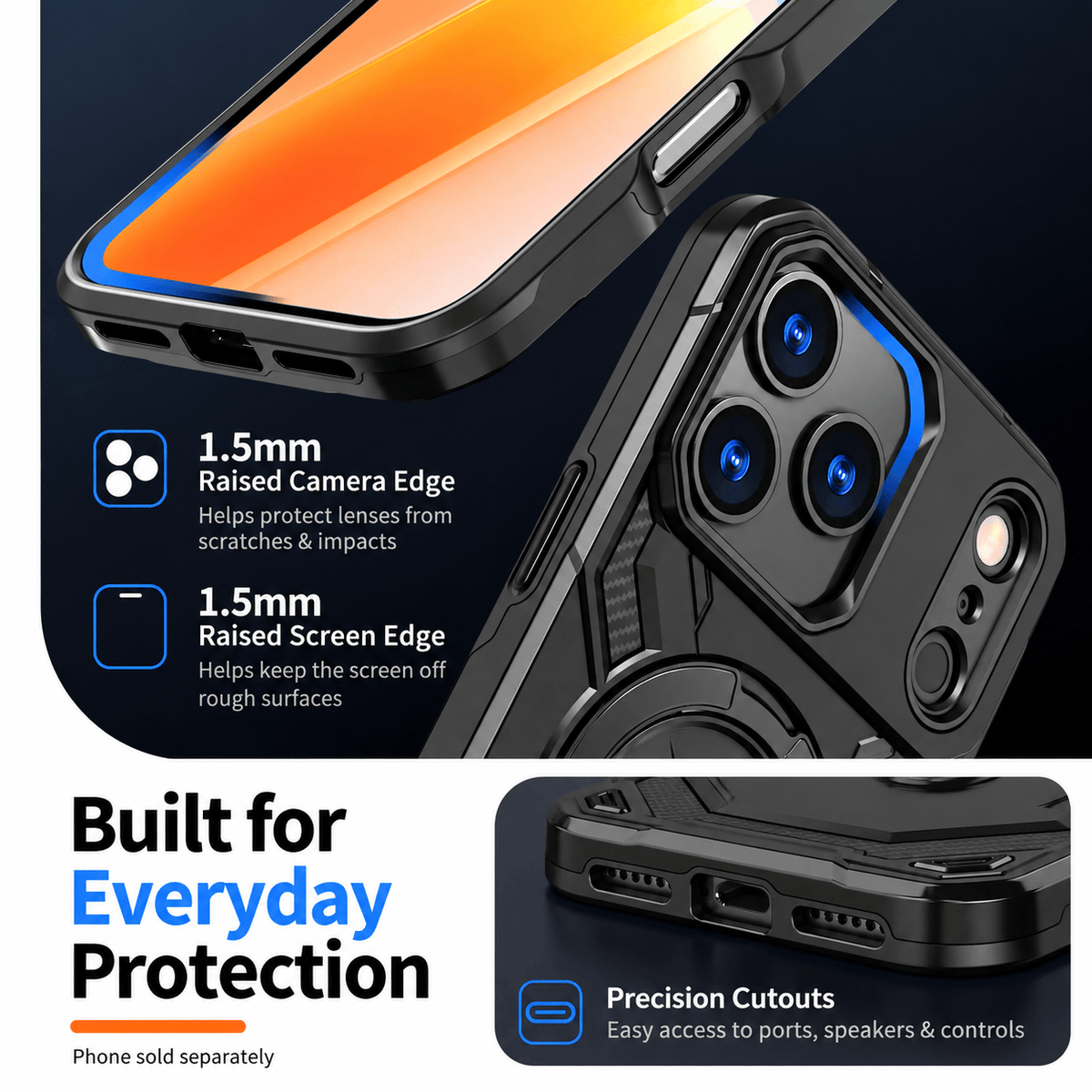 iPhone 18 Pro Magsafe Case - 2-in-1 Tactical Military Design with Kickstand + Tempered Glass | Raider Series
