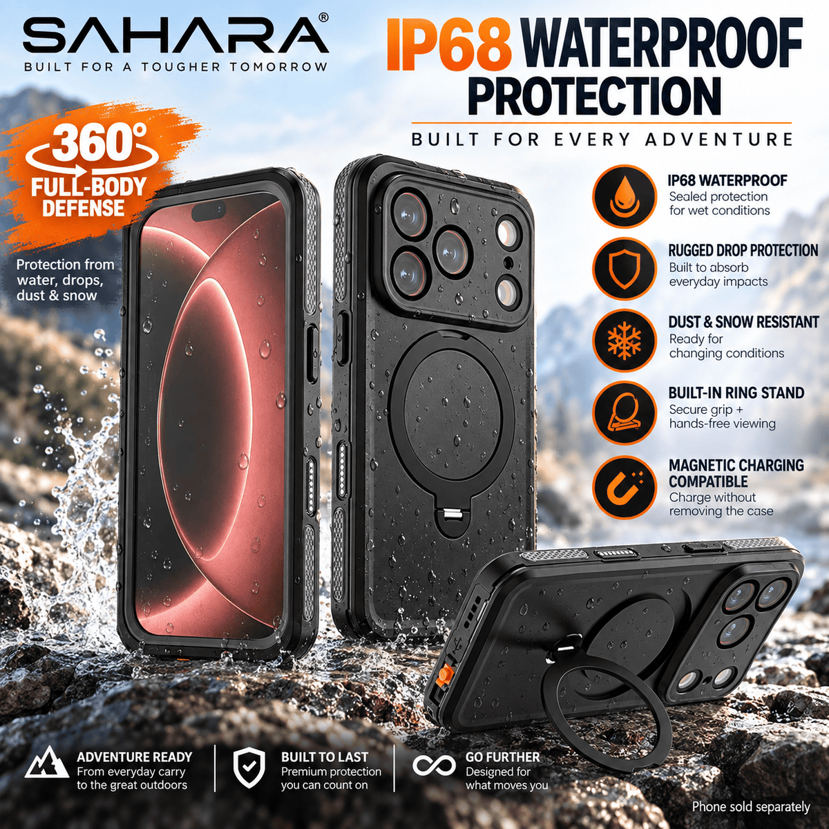 iPhone 18 Pro Waterproof Case - Rugged Protection with MagSafe & Kickstand | Oasis Series