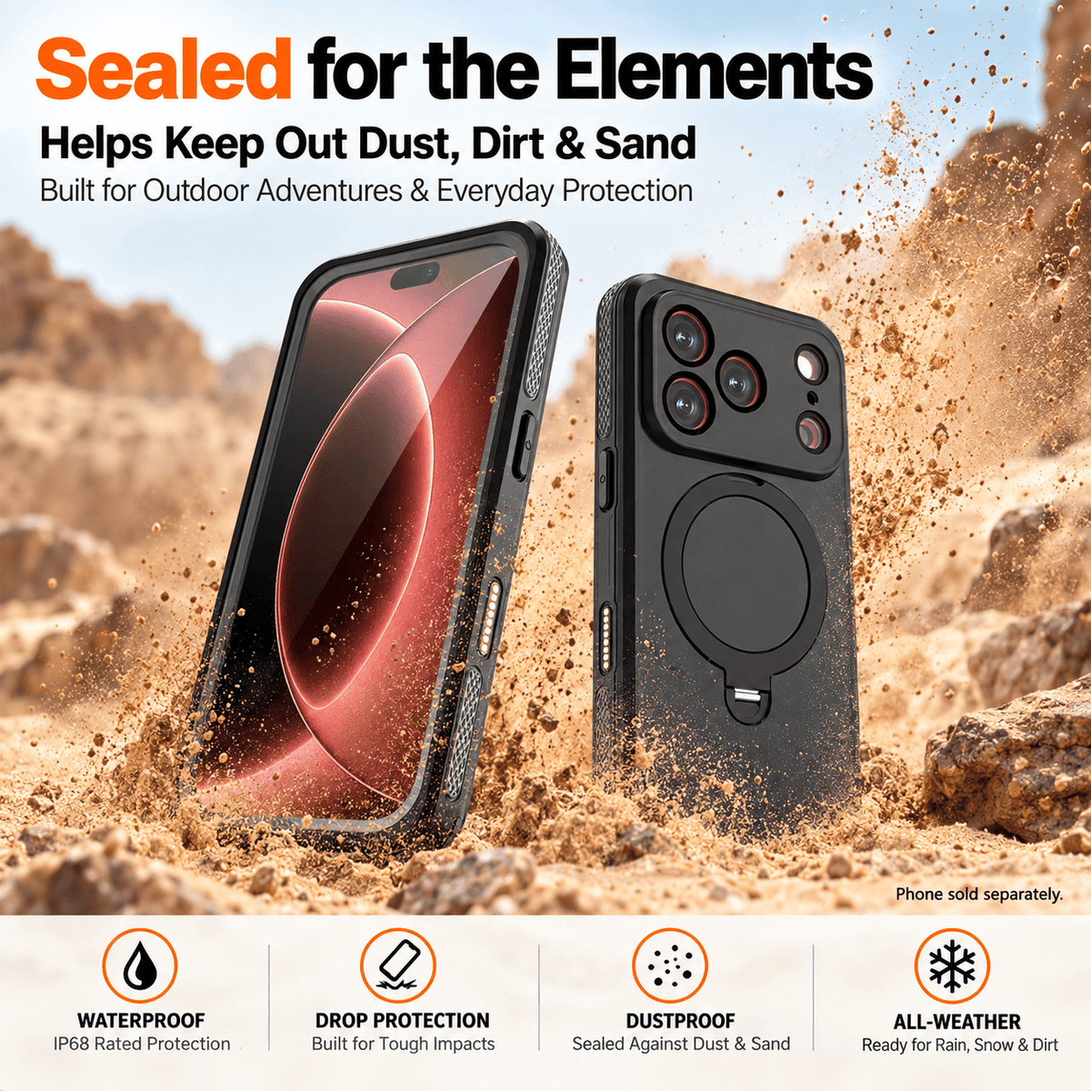 iPhone 18 Pro Waterproof Case - Rugged Protection with MagSafe & Kickstand | Oasis Series