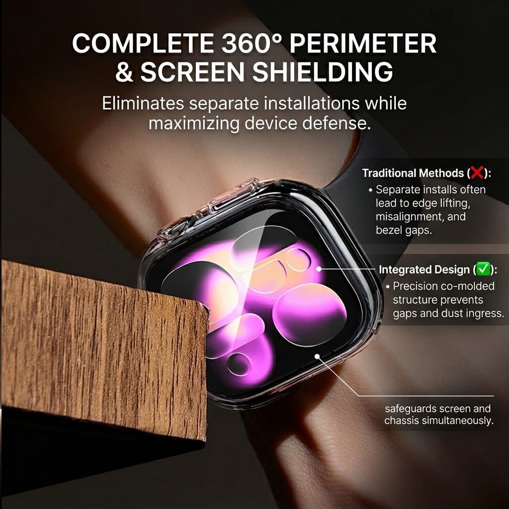 Apple Watch SE 1/2/3, Series 4/5/6 (44mm) Integrated Case with Screen Protector - Tempered Glass, Snap-On 360° Protection | ZeroDamage