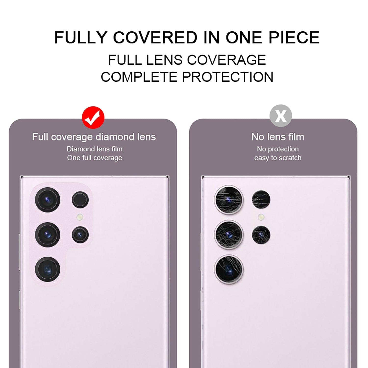 3 PCS Galaxy S23 Ultra Camera Lens Protector, [Protection Complète