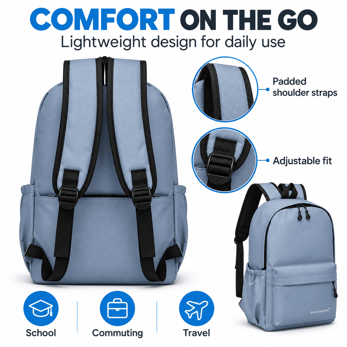 Sahara 16-Inch School Backpack - Waterproof Oxford Fabric | Classic Series