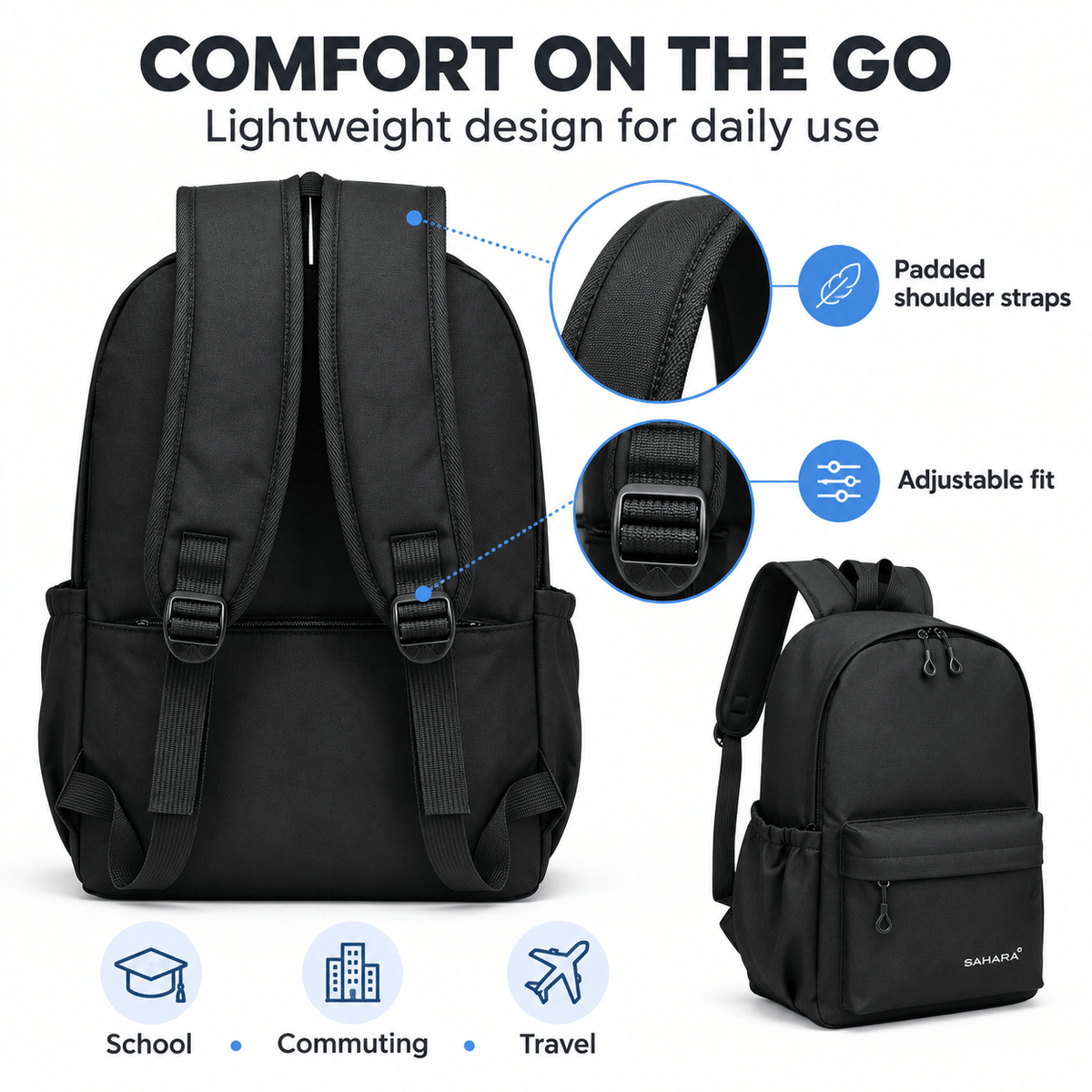 Sahara 16-Inch School Backpack - Waterproof Oxford Fabric | Classic Series