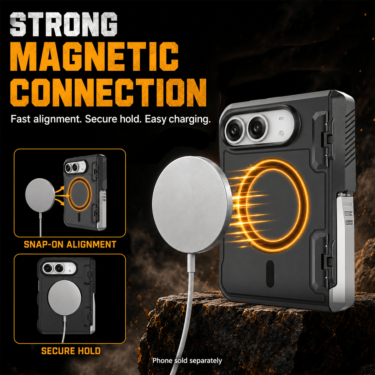 iPhone Duo Case with Screen Protector - Magnetic Kickstand & Hinge Protection | Raider Series