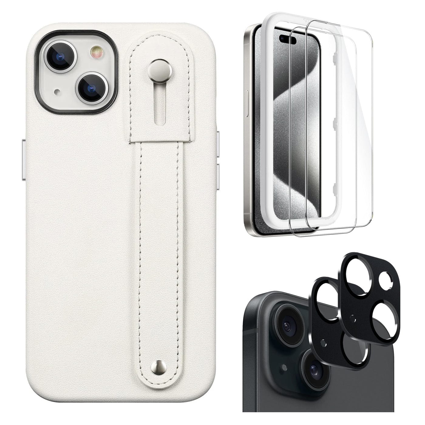 Indy Series Leather FingerGrip Case with Screen and Camera Protector - iPhone 15