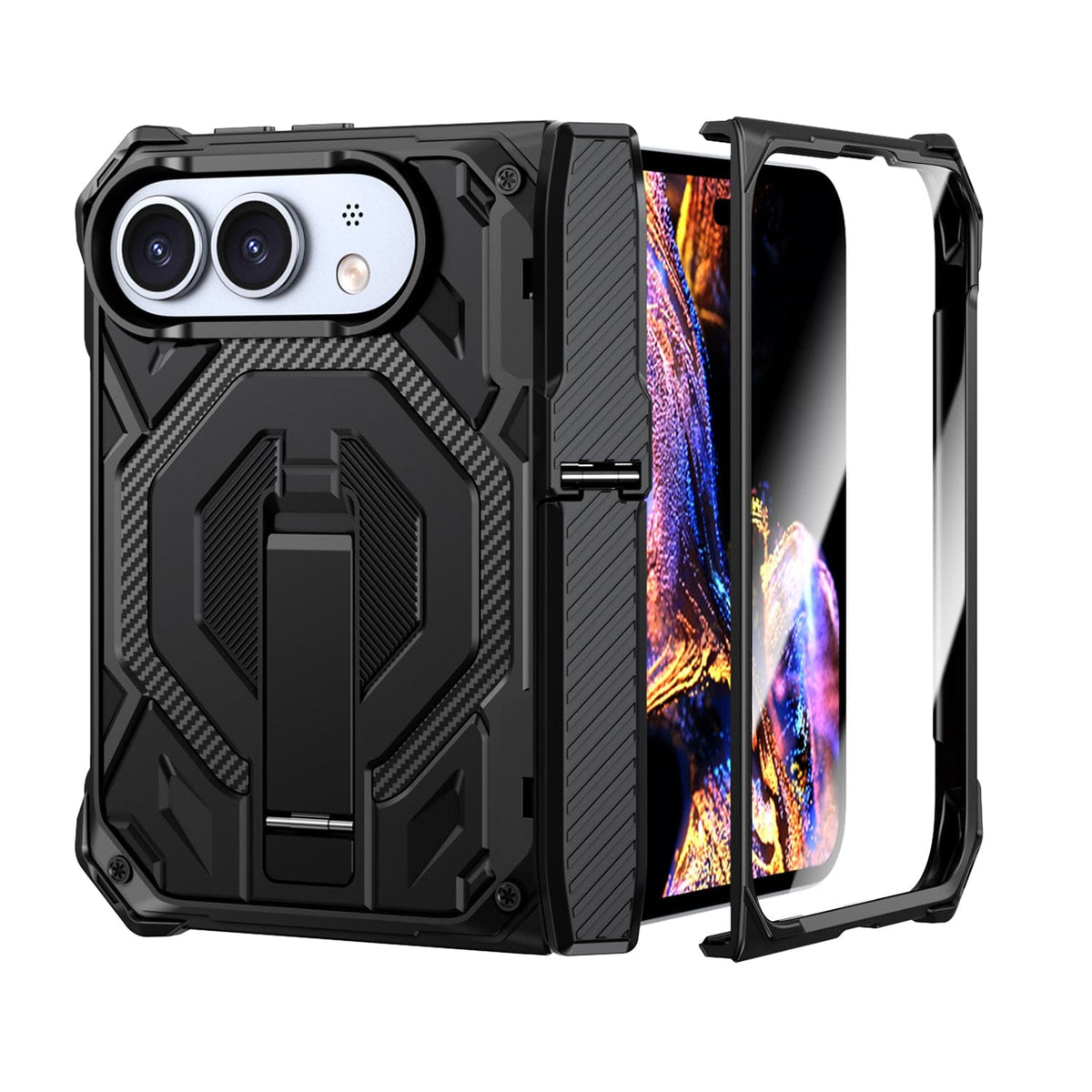 iPhone Duo Case with Screen Protector - Rugged Kickstand & Hinge Protection | Raider Series