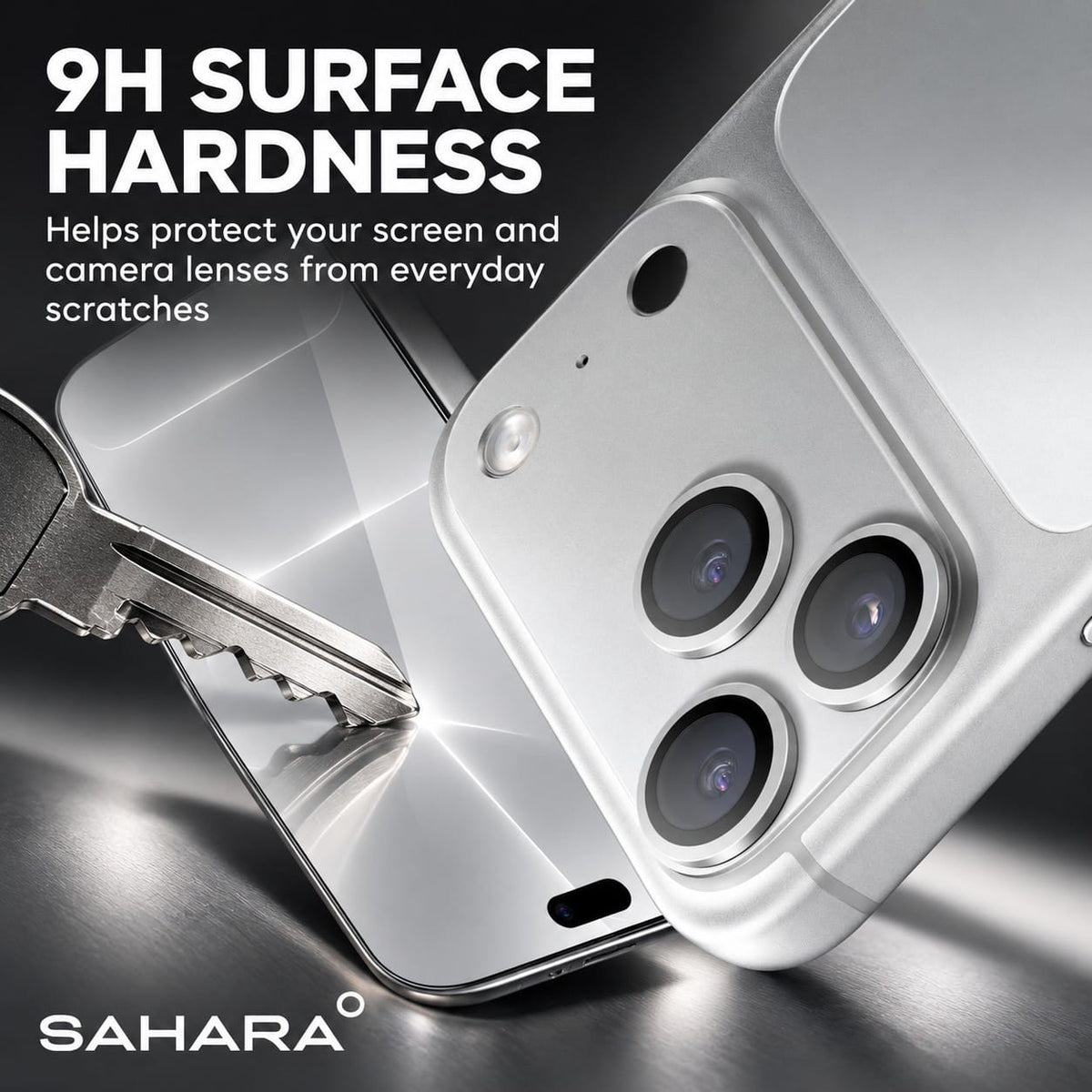 SAHARA ZeroDamage iPhone 18 Pro / Pro Max screen and camera protector bundle - Silver