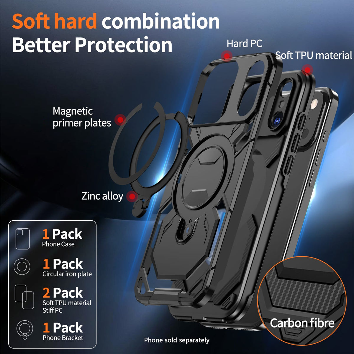 Raider Series rugged ring case in Black, product view 3