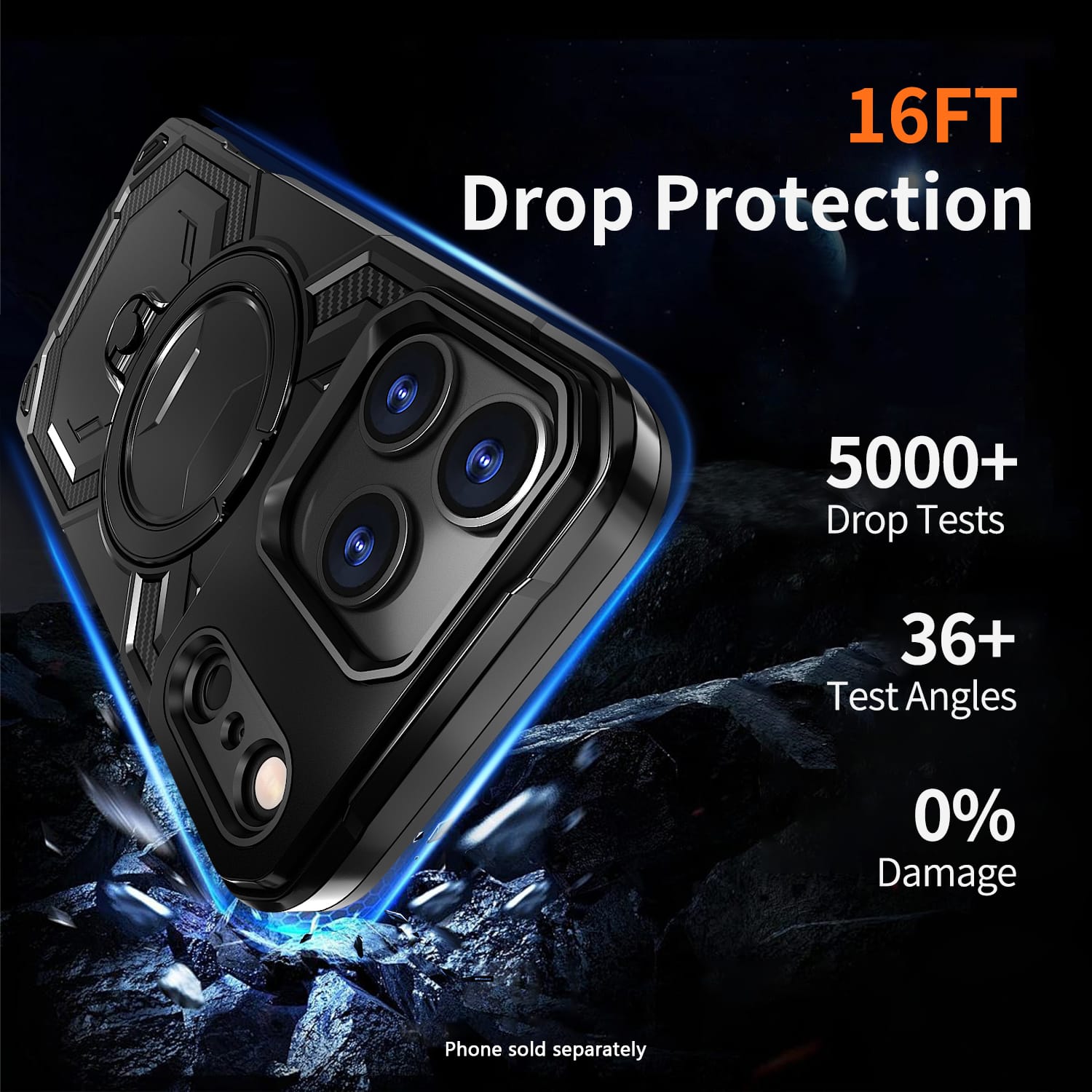 Raider Series rugged ring case in Black, product view 4