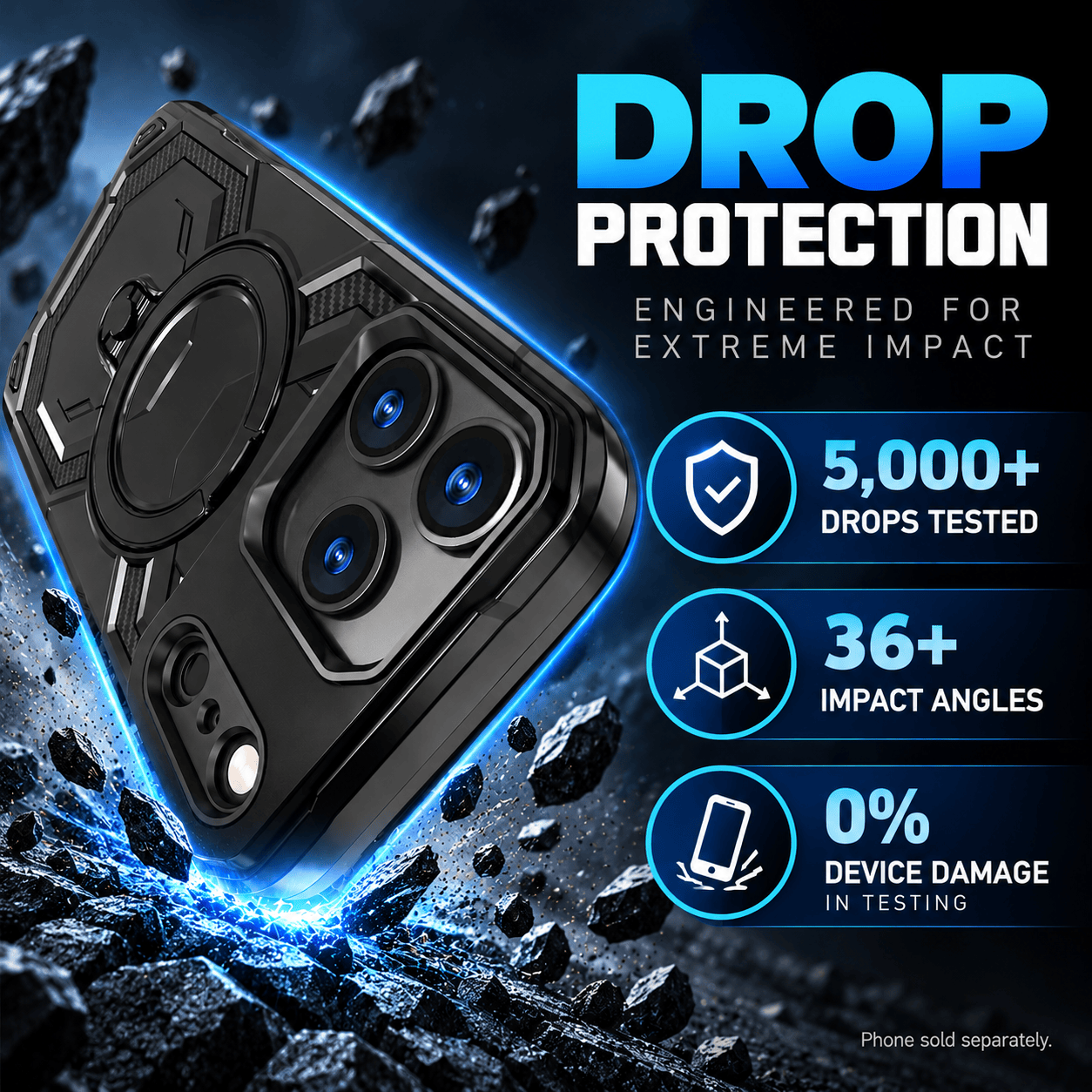 SAHARA Raider Series rugged ring case for iPhone 18 Pro Max in Black – lifestyle view