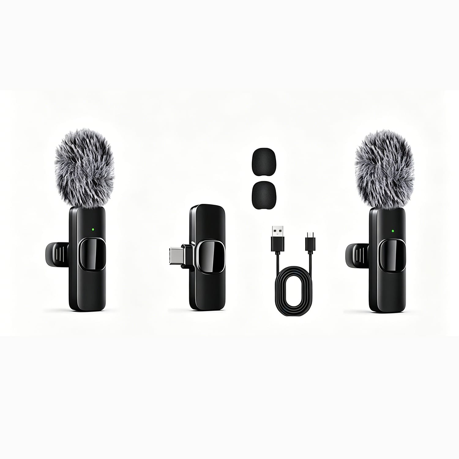 Portable Wireless Lavalier Microphone Set - Dual Clip-On Mics