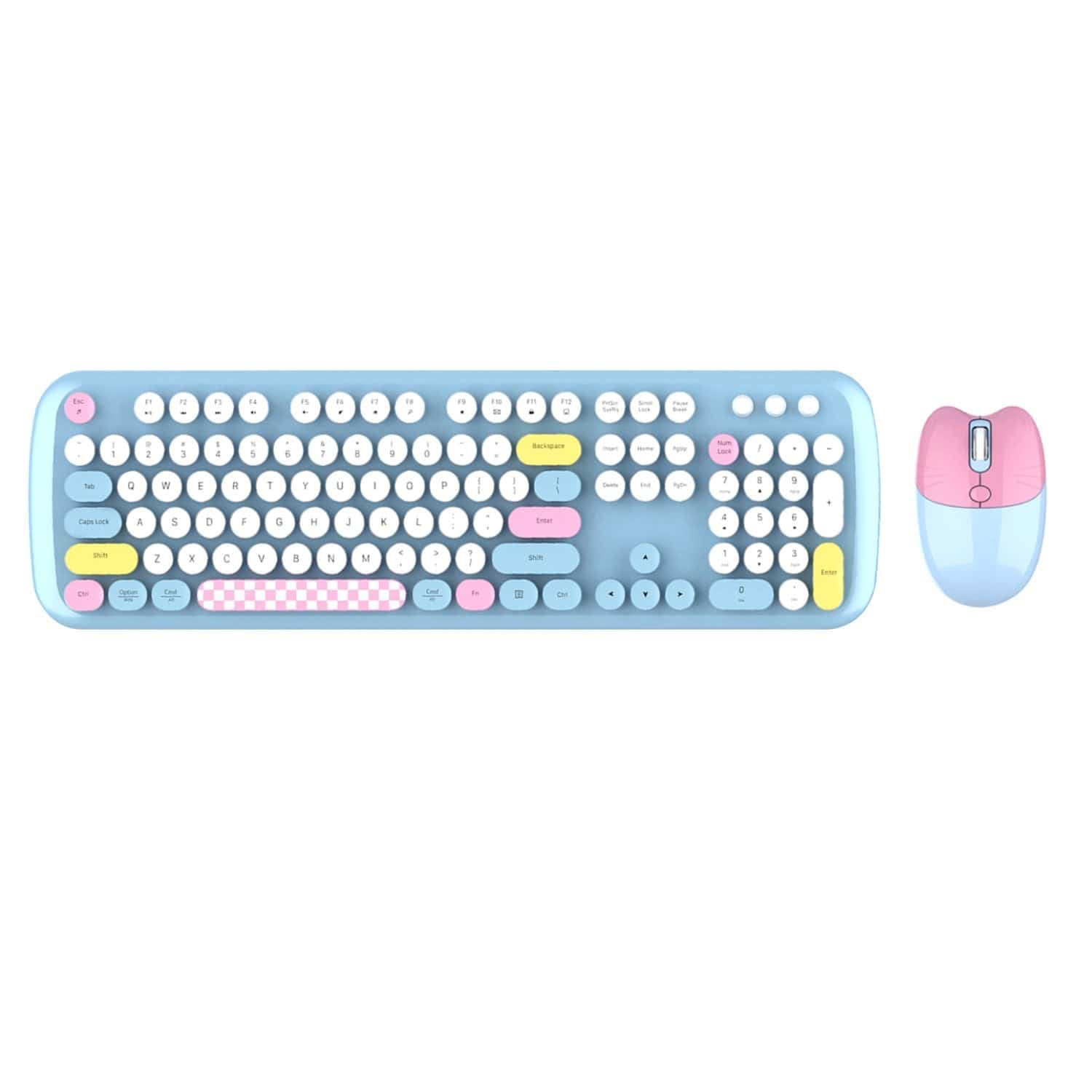 Wireless Keyboard & Mouse Combo - Silent Click, Colorful 104 Keys