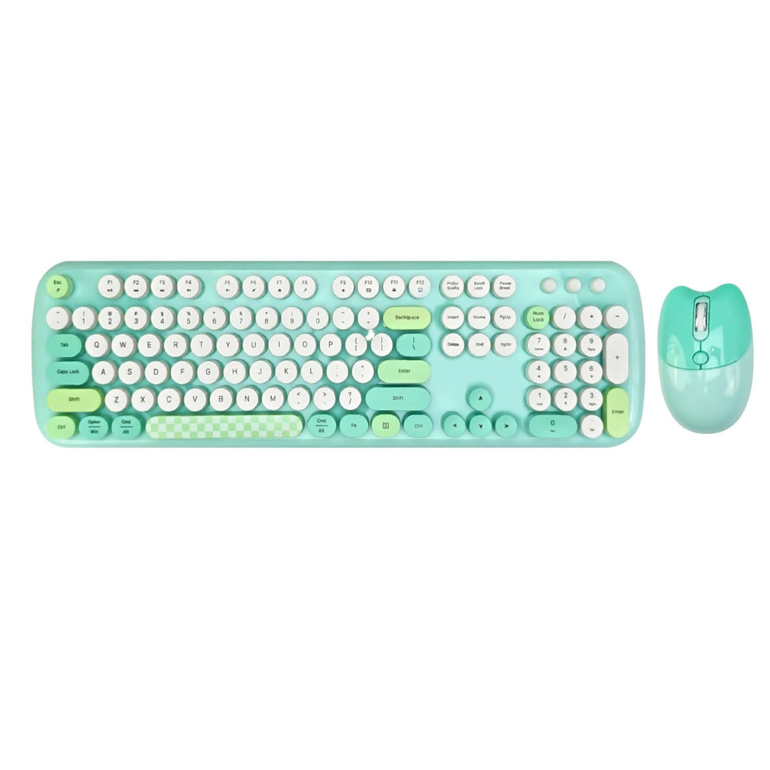 Wireless Keyboard & Mouse Combo - Silent Click, Colorful 104 Keys