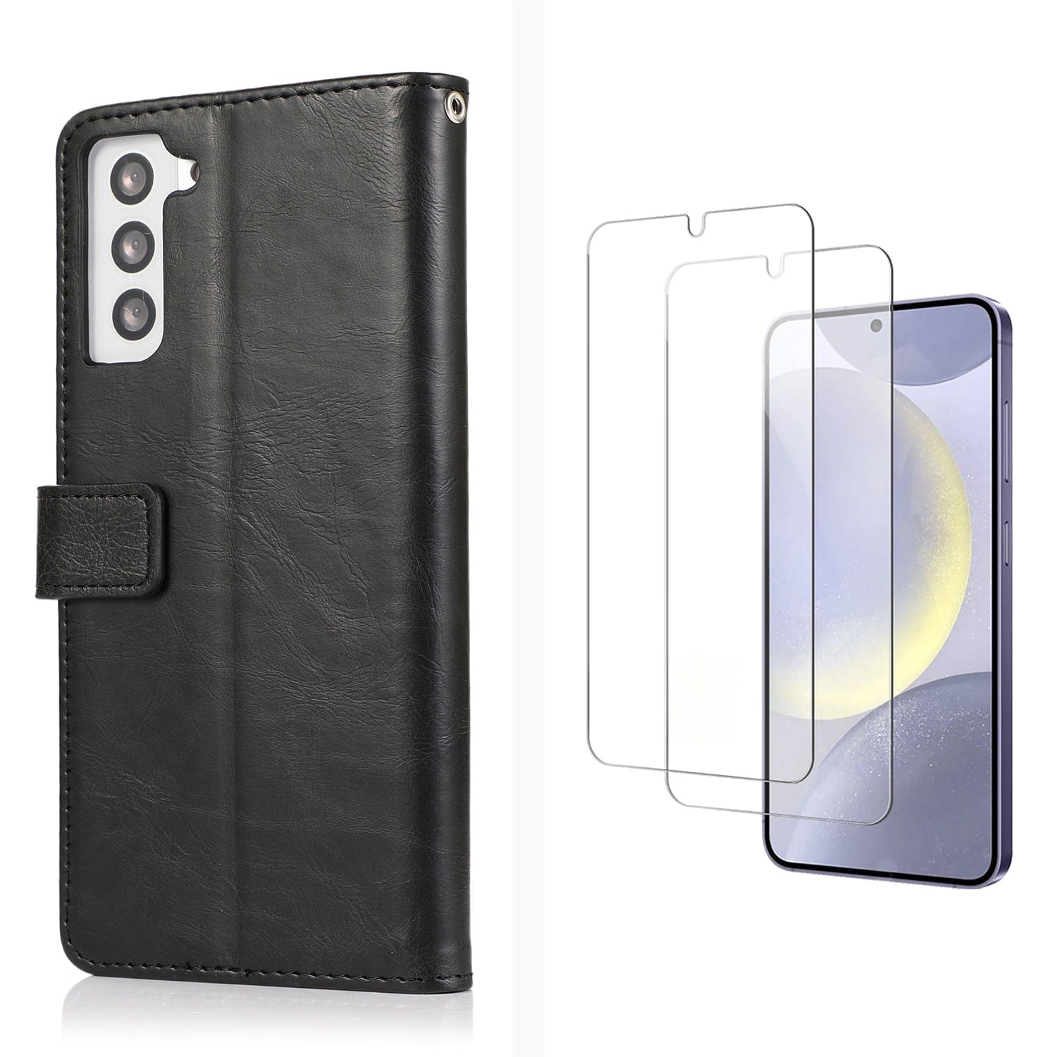 Indy Series Leather Wallet Case with Screen Protector - Samsung Galaxy S24