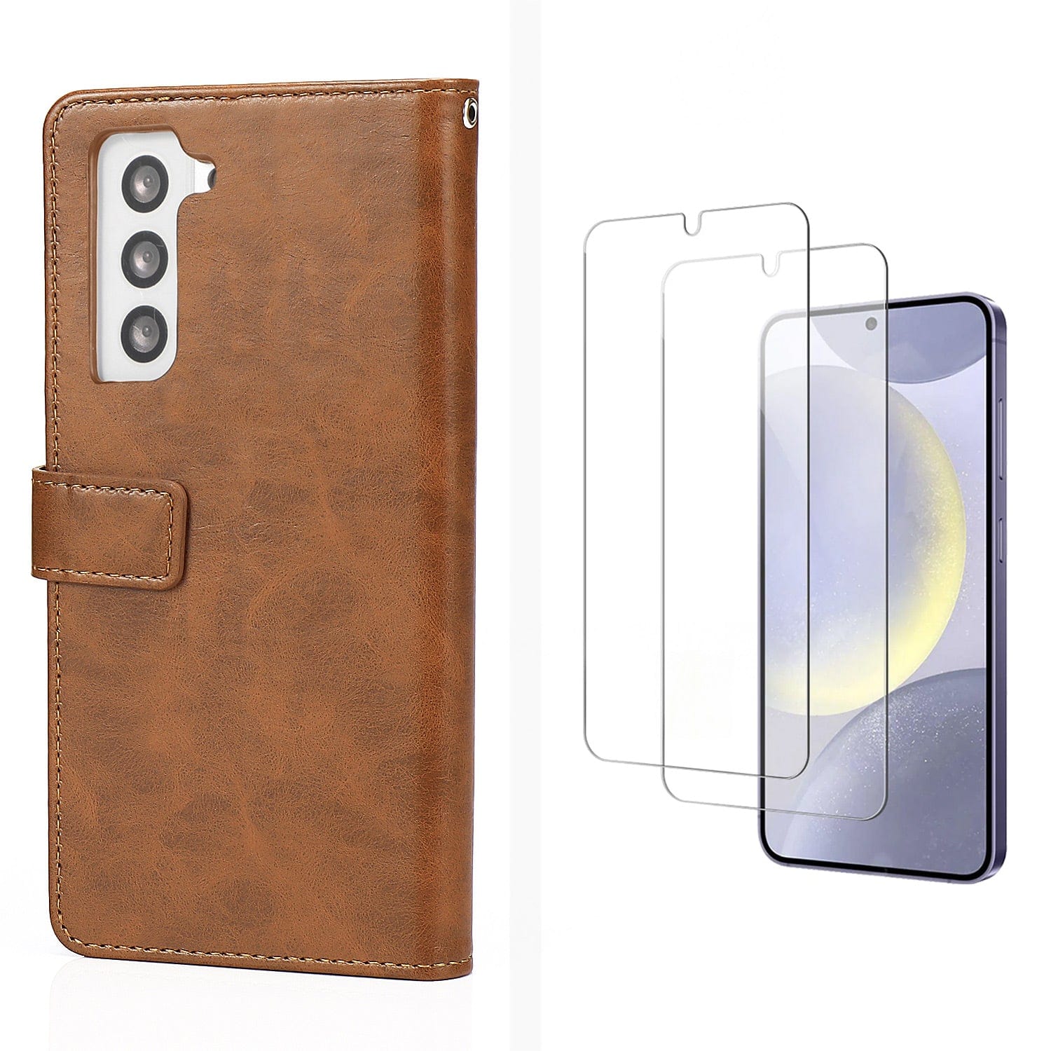 Indy Series Leather Wallet Case with Screen Protector - Samsung Galaxy S24