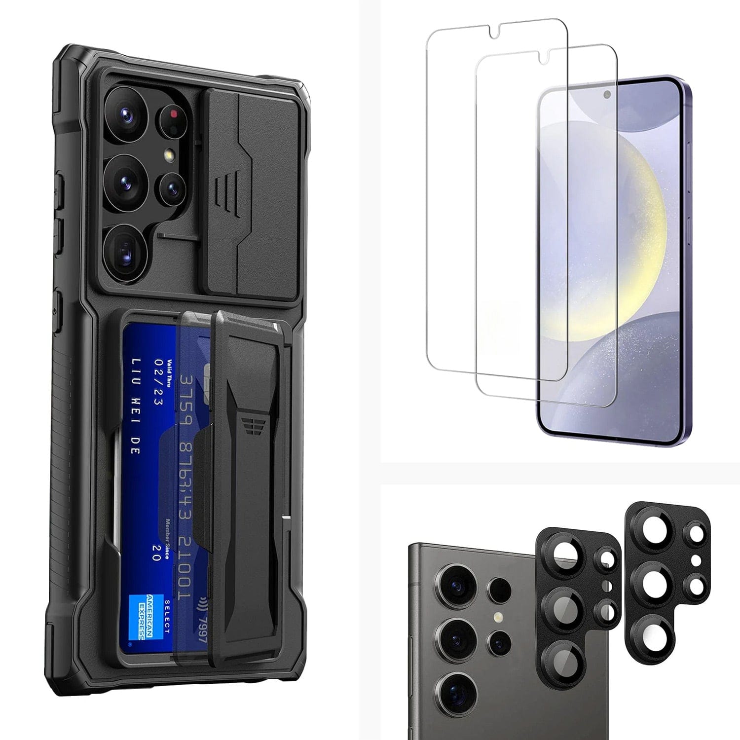 Raider Series Heavy-Duty Card-Slot Case with Screen and Camera Protector - Samsung Galaxy S24 Ultra