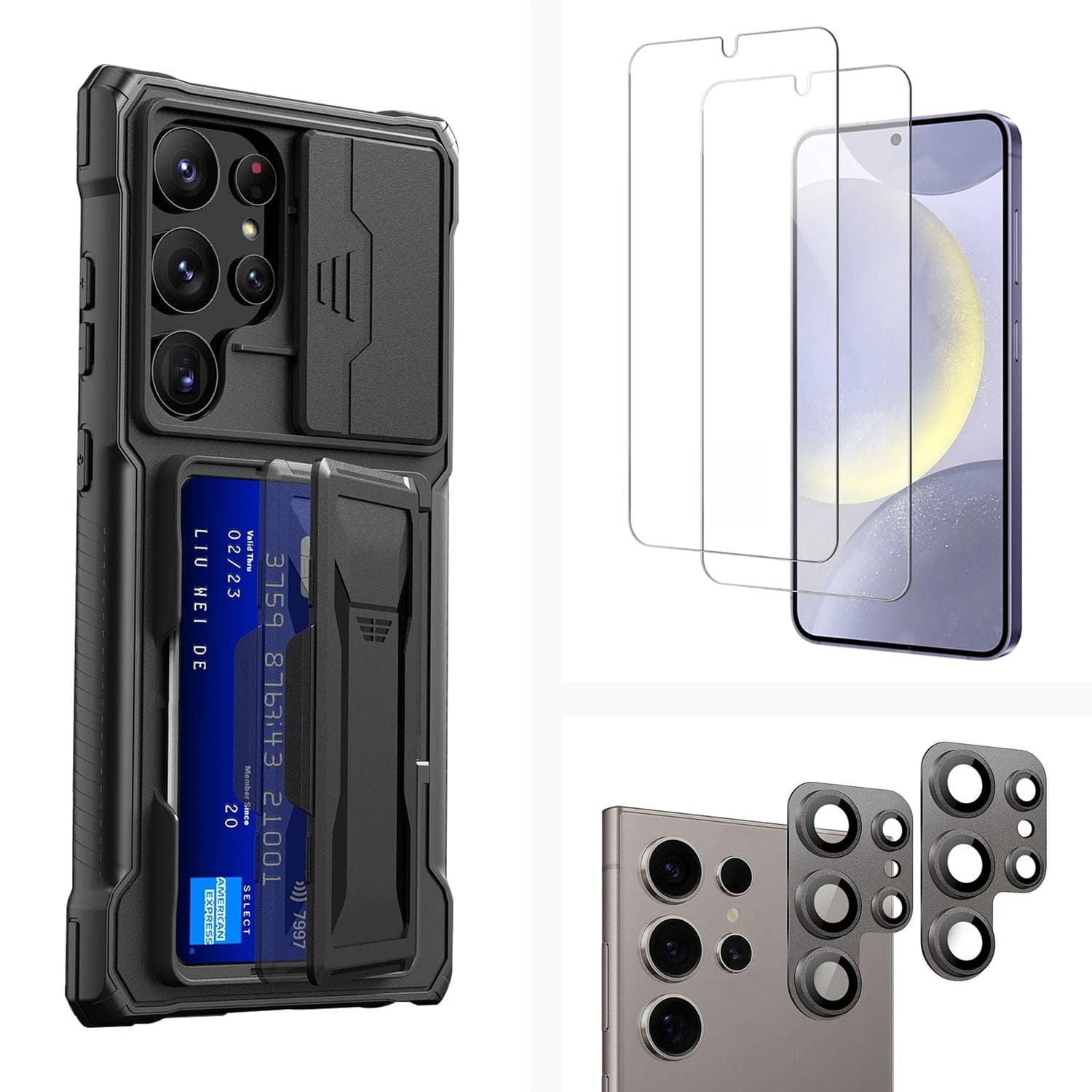 Raider Series Heavy-Duty Card-Slot Case with Screen and Camera Protector - Samsung Galaxy S24 Ultra