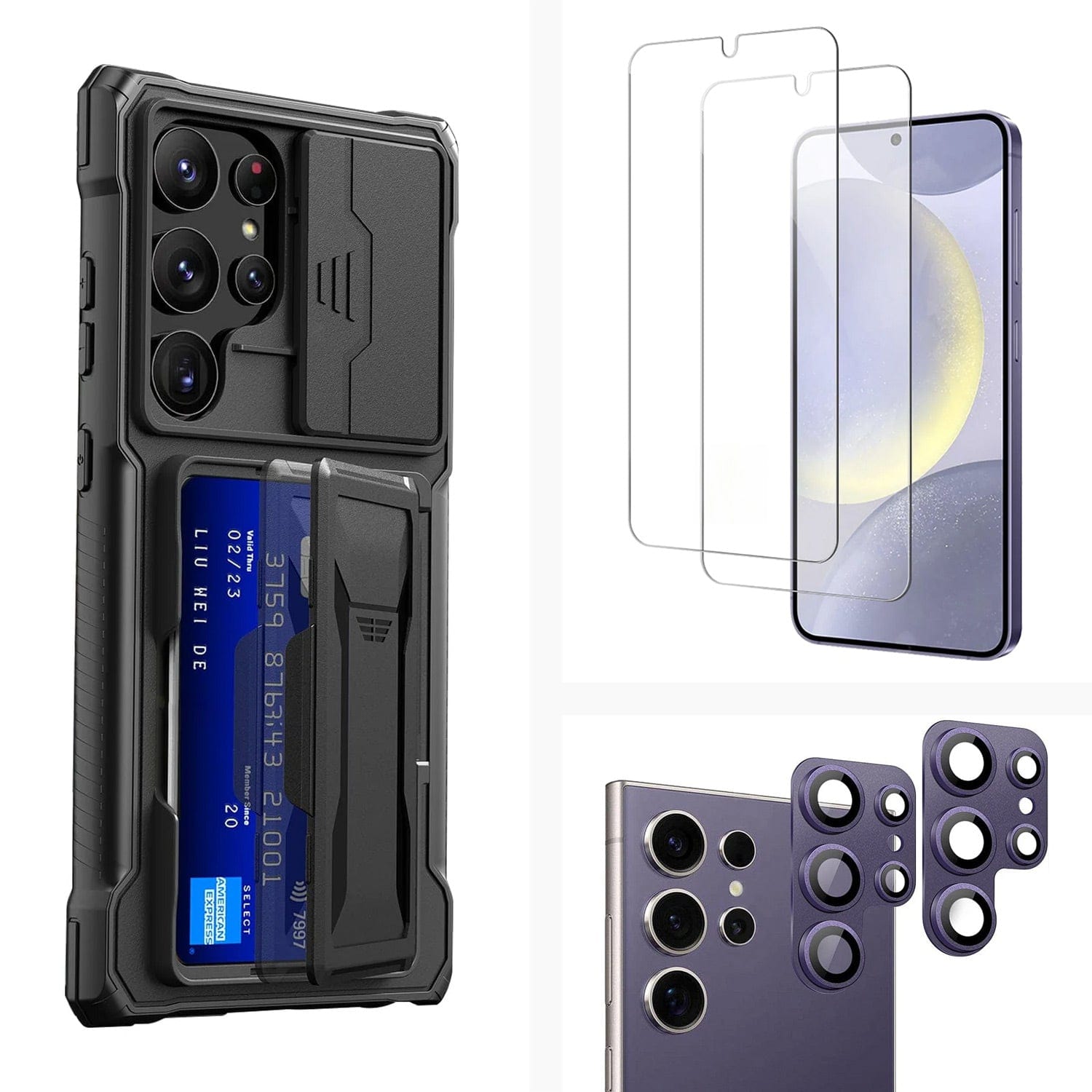 Raider Series Heavy-Duty Card-Slot Case with Screen and Camera Protector - Samsung Galaxy S24 Ultra