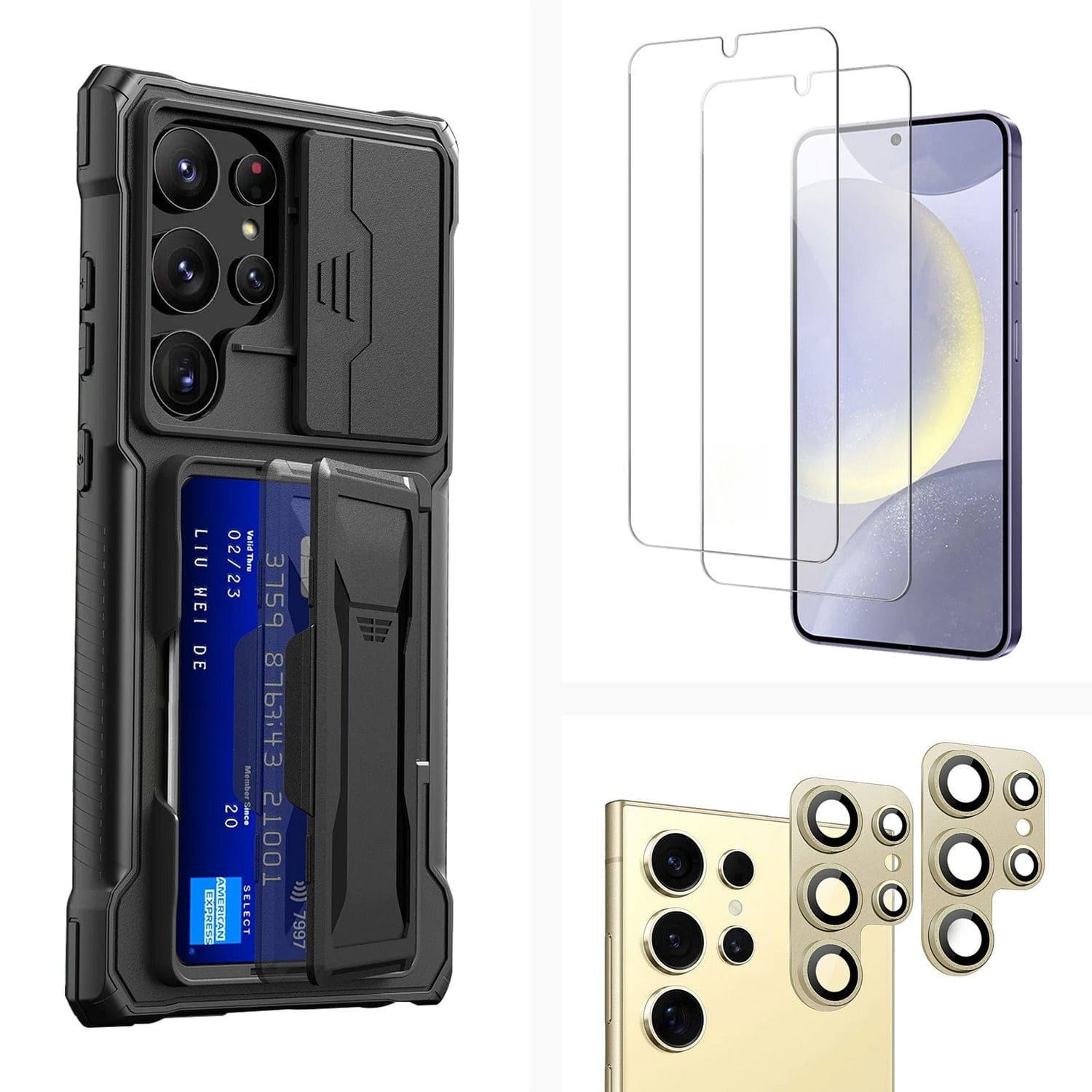 Raider Series Heavy-Duty Card-Slot Case with Screen and Camera Protector - Samsung Galaxy S24 Ultra