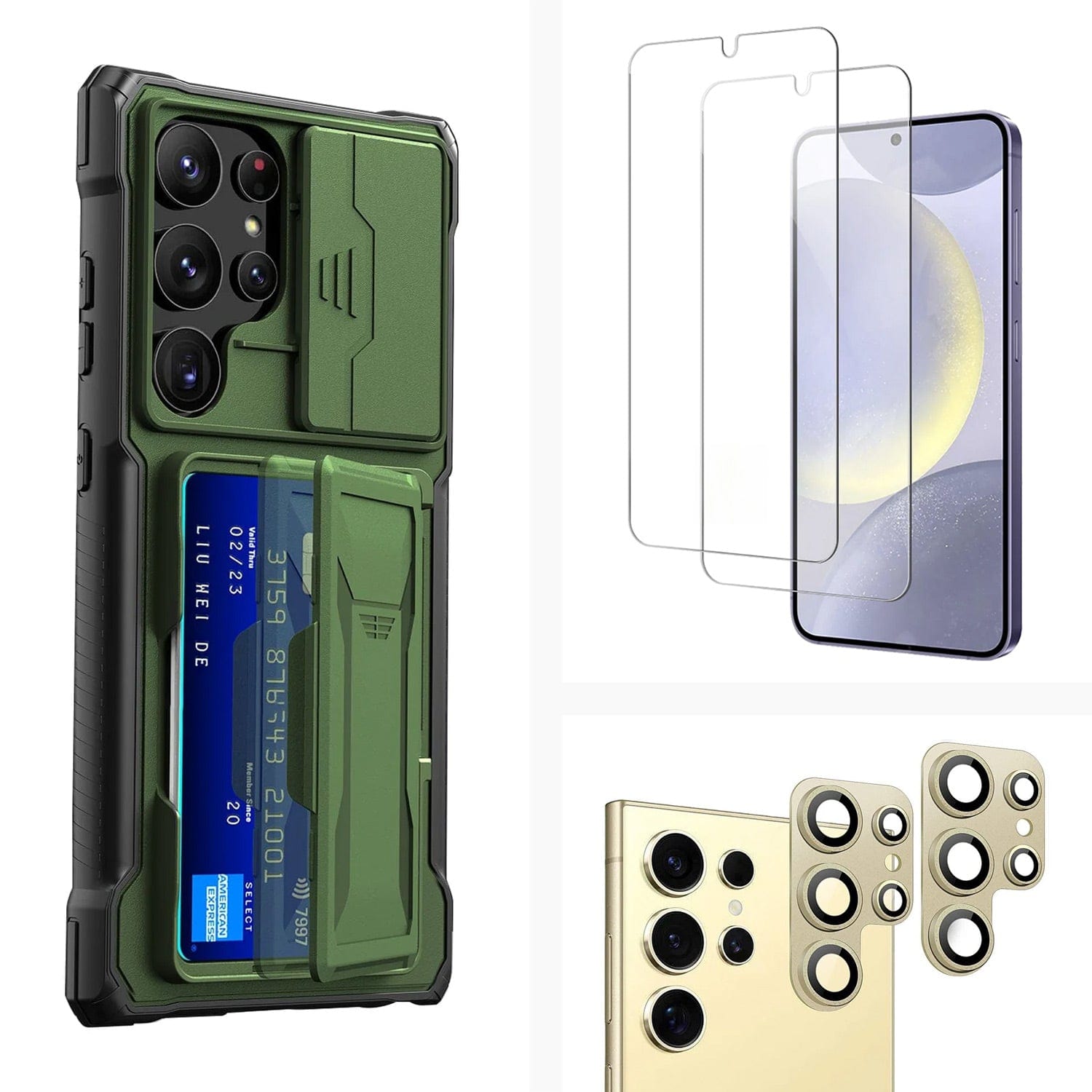 Raider Series Heavy-Duty Card-Slot Case with Screen and Camera Protector - Samsung Galaxy S24 Ultra