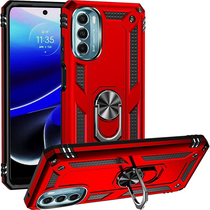 Military Kickstand with Belt Clip Case for Motorola Moto G 5G (2022) - Red