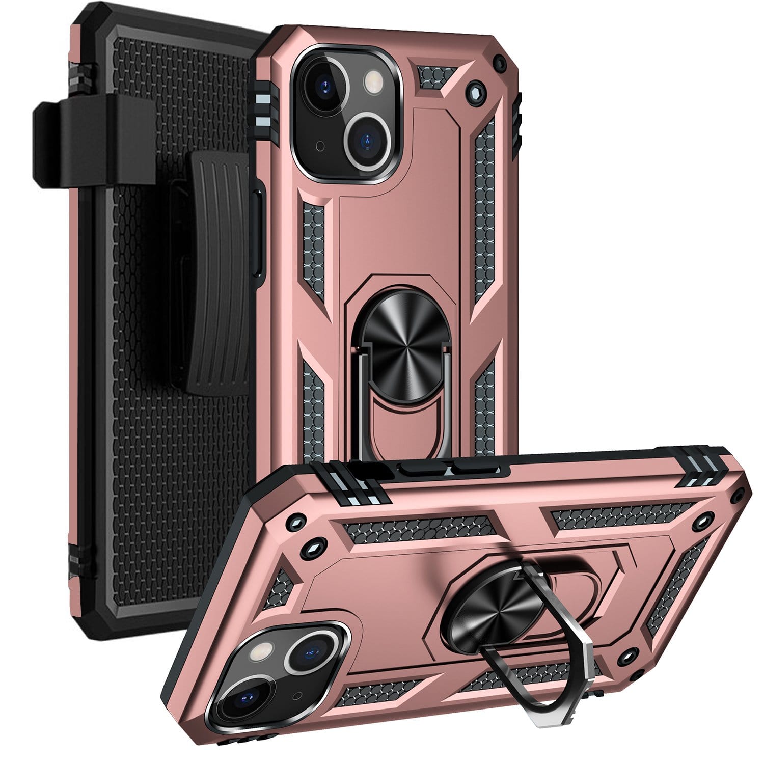 Rose Gold Apple iPhone 13 Mini Case - Kickstand Series with Belt Clip