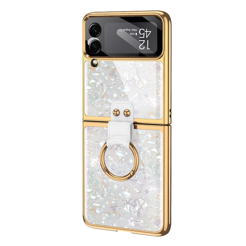 Marble with Ring Case for Samsung Galaxy Z Flip4 - White