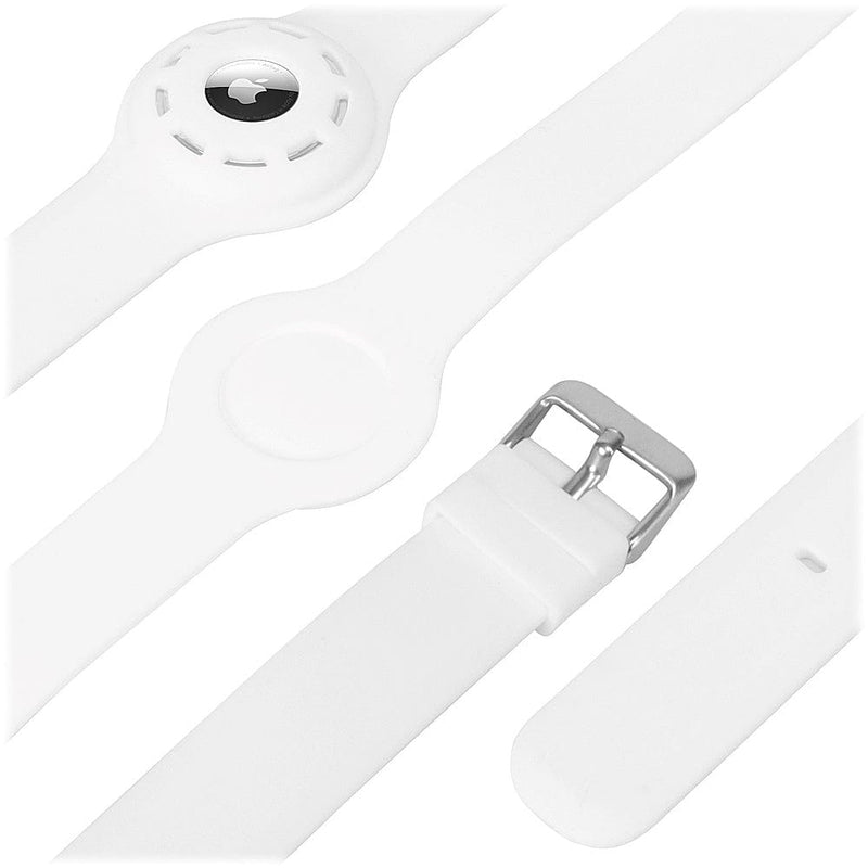 Adjustable Silicone Dog Collar for Apple AirTag (Large Dogs) - White